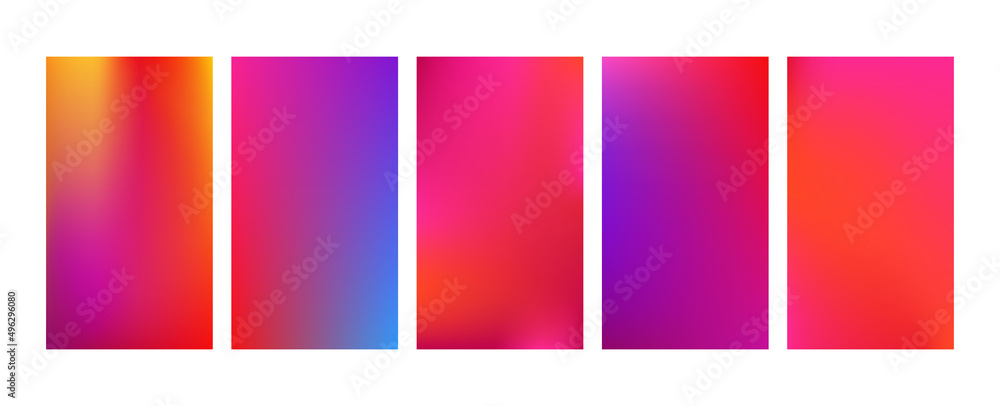 Abstract gradient red, yellow background set. Red purple mesh gradient pattern set. 