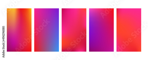 Abstract gradient red, yellow background set. Red purple mesh gradient pattern set. 