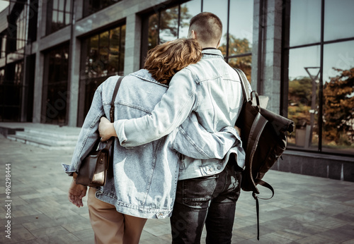 Attractive young hipster couple in love in the city. Youth, love concept