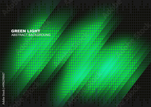 Green light ray and grid abstract background