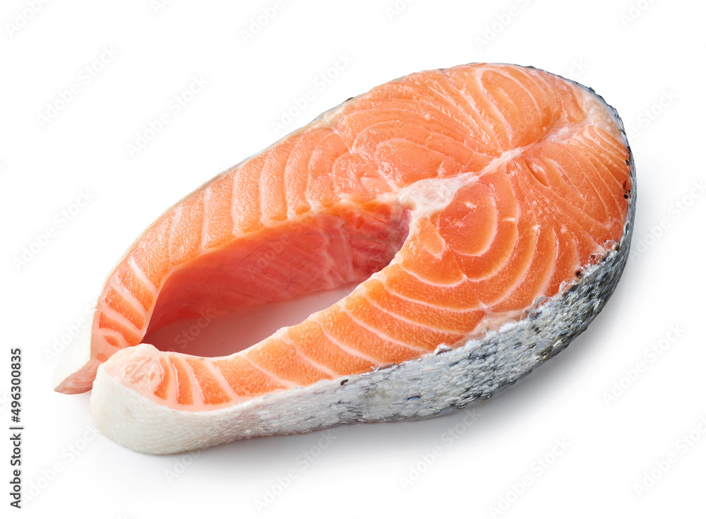 fresh raw salmon steak