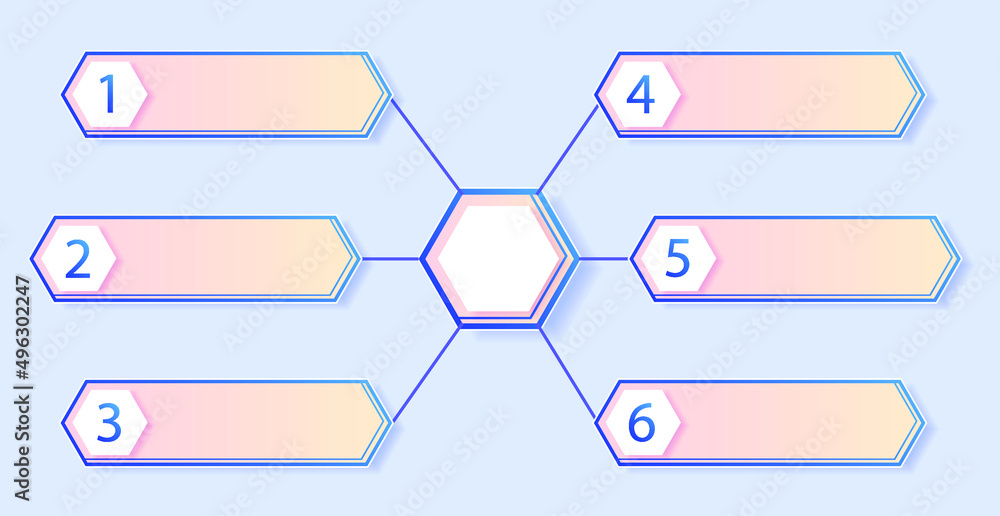 Infographic vector chart. Hexagonal infographics with steps and milestones. Infographic illustration with options. Infographic vector chart. Hexagonal infographics with steps and milestones. Infographic illustration with options.