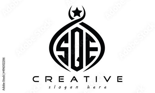 SQE three letters monogram curved oval initial logo design, geometric minimalist modern business shape creative logo photo