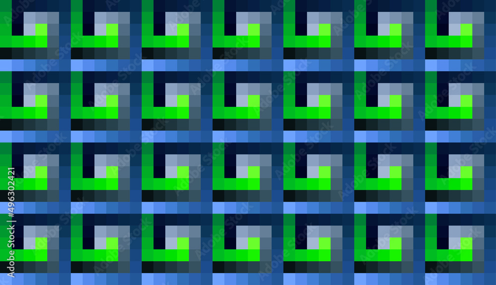 Mosaic pattern wite blue and green gradient squares