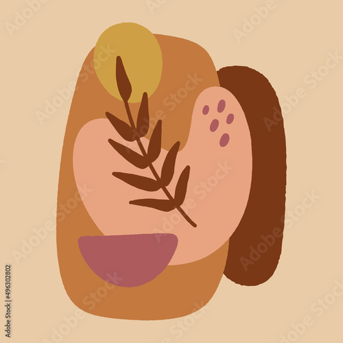 Warm boho floral shapes terracotta modern vector illustration abstract decor