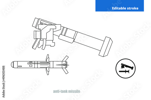 Leinwand Poster portable anti-tank missile icon, editable stroke