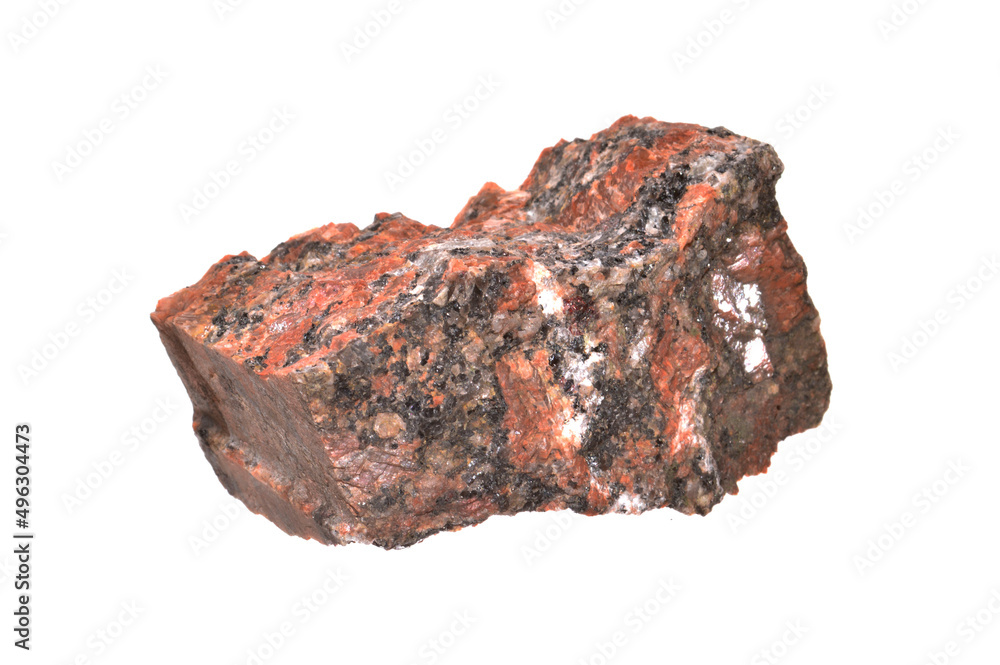 red granite isolated on white background