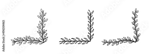 Corner frame drawn in doodle style isolated on a white background A set of frames hand draw Vector illustration
