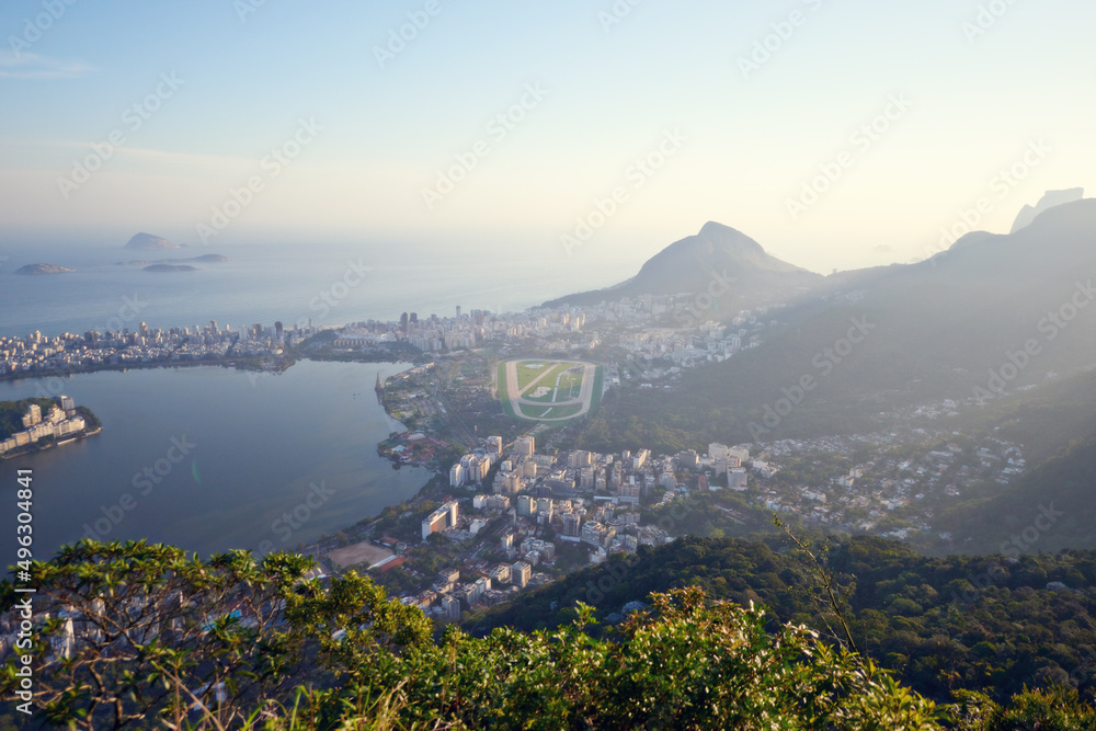 The fusion of city and nature. High angle shot of Rio De Janeiro.