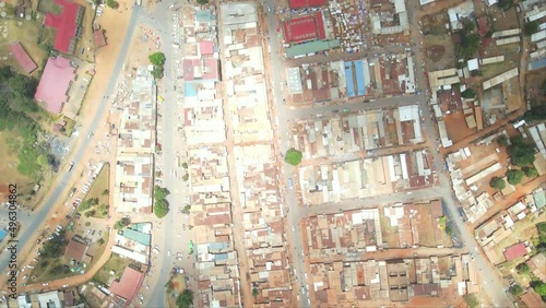 road divides several blocks of houses in Kenya photo