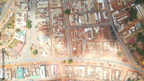 road divides several blocks of houses in Kenya. view of rural community in kamatira, west pokot, kapenguria, Kenya photo