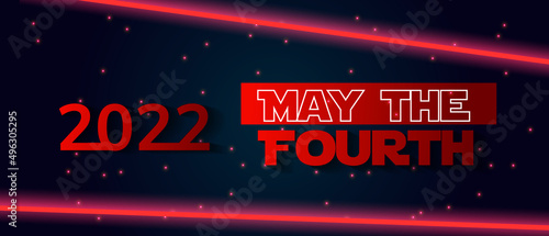 May The 4th. Vector illustration with glowing swords and stars.
