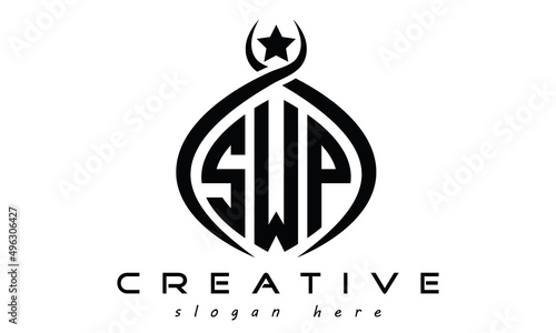 SWP three letters monogram curved oval initial logo design, geometric minimalist modern business shape creative logo, vector template photo