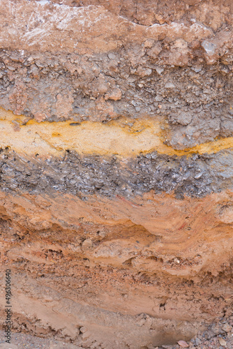 Section of soil under the asphalt road