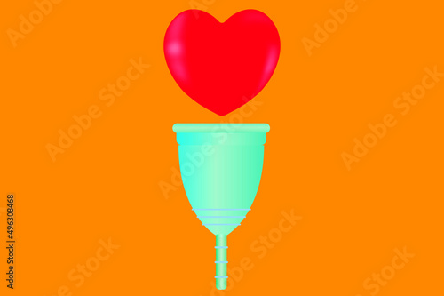 blue menstrual cup and red heart on top 