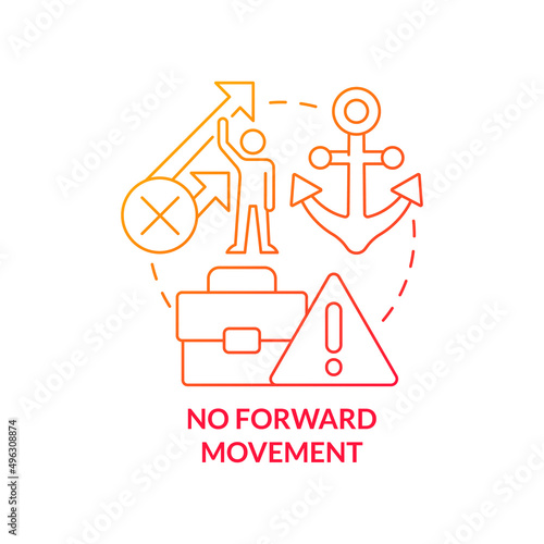 No forward movement red gradient concept icon. Dead end work. No career growth. Sign of toxic workplace abstract idea thin line illustration. Isolated outline drawing. Myriad Pro-Bold fonts used