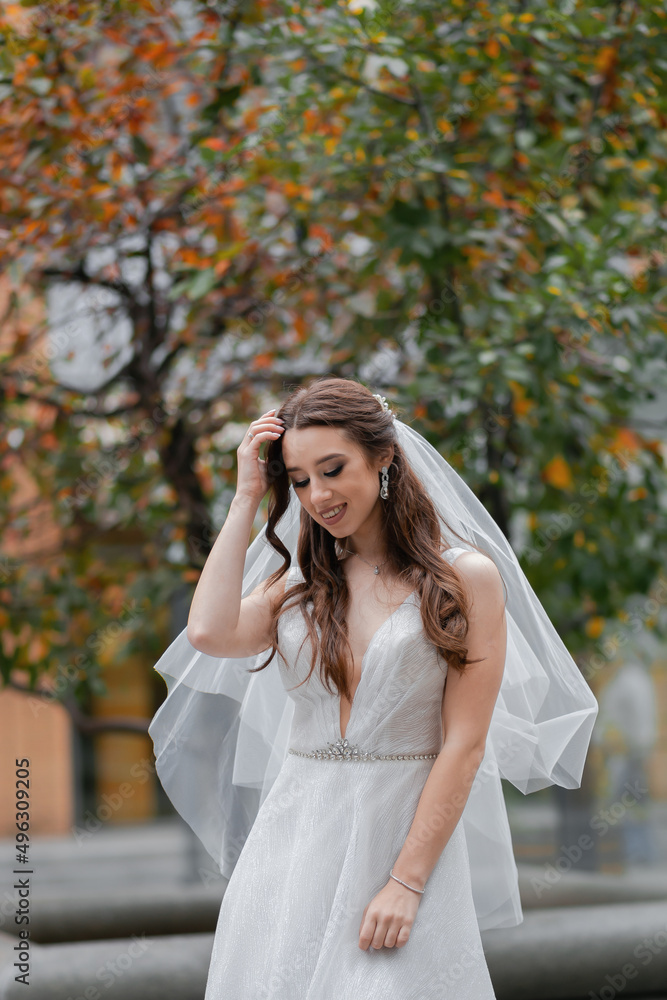 Charming young bride with a veil. Charming young bride with a veil.