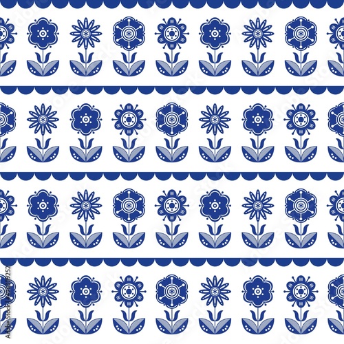 Seamless pattern in scandinavian style with flowers. Fashionable interior design. Vector illustration