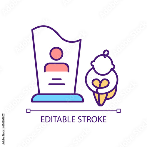 Parental loss in childhood RGB color icon. Traumatic experience. Losing parents in war. Mental health issues. Isolated vector illustration. Simple filled line drawing. Editable stroke. Arial font used