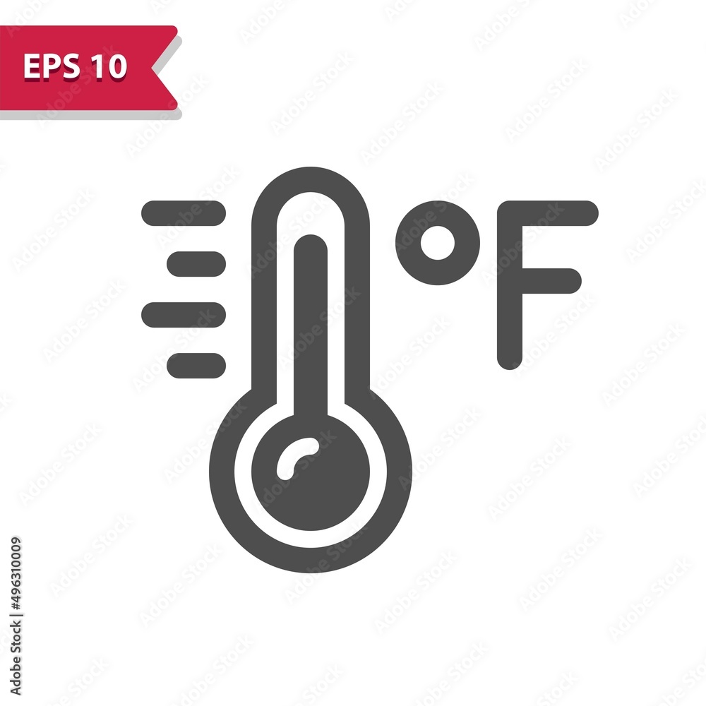 Thermometer Icon. Temperature, Weather, Fahrenheit, Degrees Thermometer Icon. Temperature, Weather, Fahrenheit, Degrees