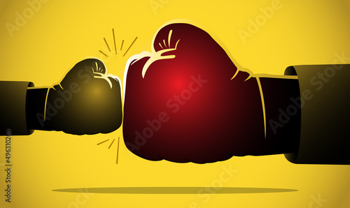 A smaller boxing glove versus a huge one