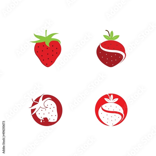 Fototapeta Naklejka Na Ścianę i Meble -  Strawberry logo template vector icon illustration design