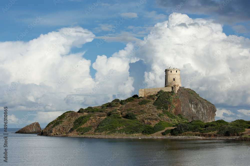 Torre Spagnola nella punta di Nora in Sardegna