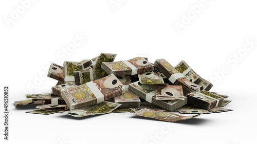 3D Stack of 100 New Zealand dollar notes