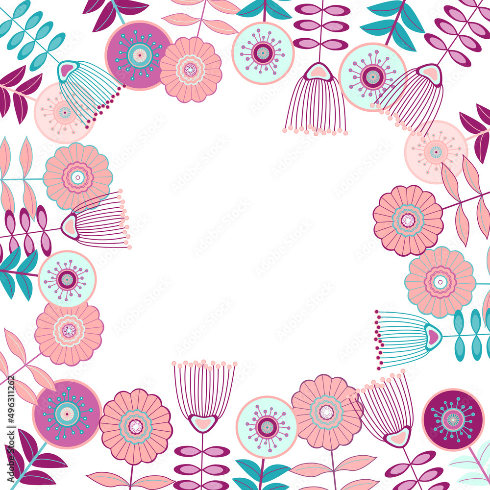 background frame of colorful geometric flowers background frame of colorful geometric flowers