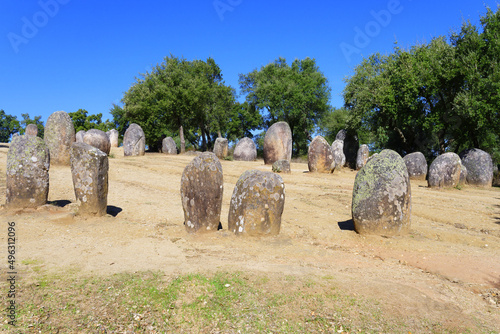 Megalithic Site, Cromlech of the Almendres, Village of Our Lady of Guadalupe, Evora, Alentejo, Portugal photo