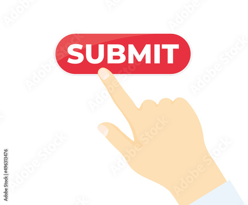 hand pressing submit button - vector illustration