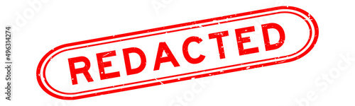 Grunge red redacted word rubber seal stamp on white background