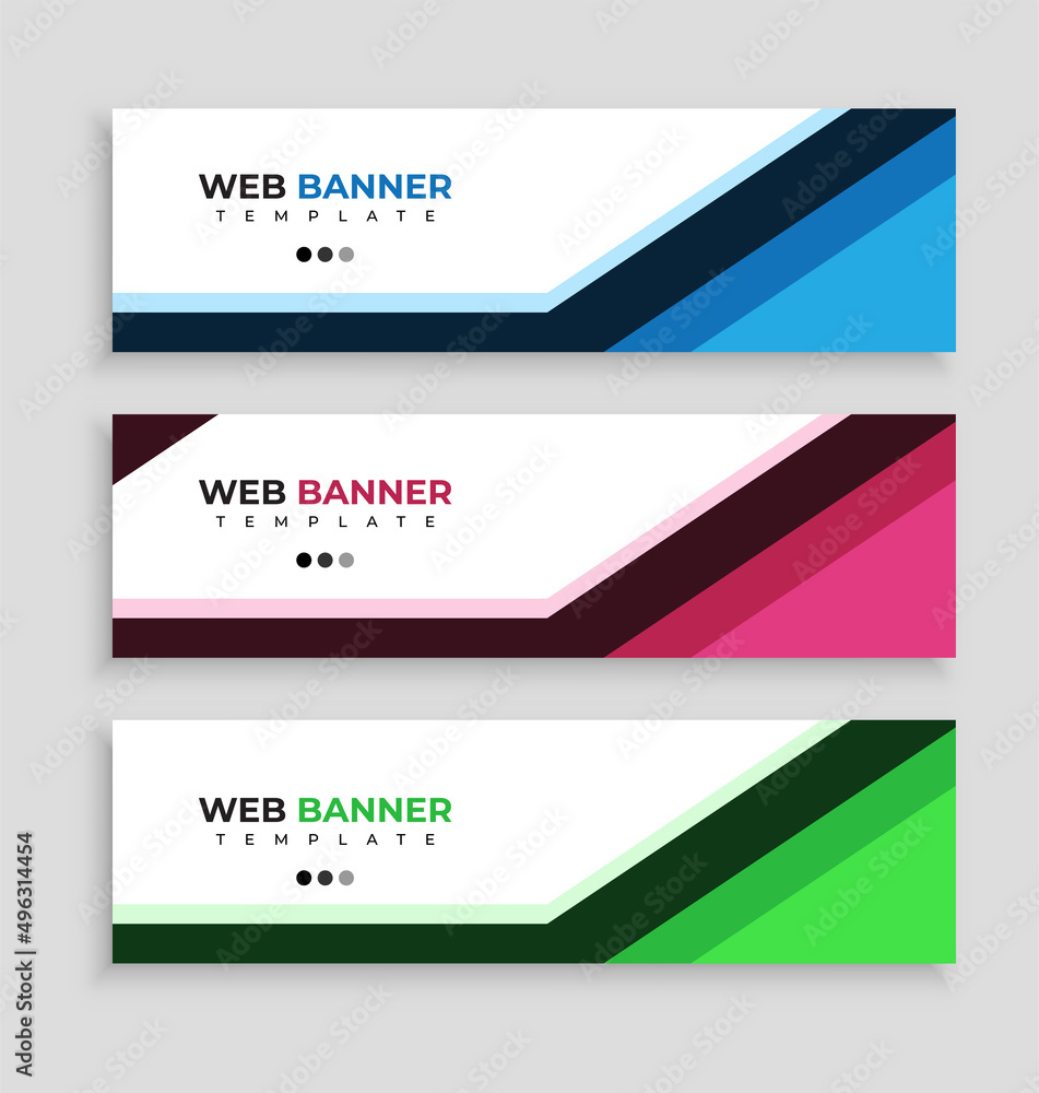 abstract web banner design template.  Red, blue and green. Layout banners. Template ready for use in web or print design.