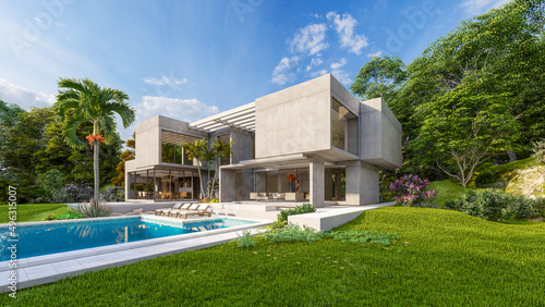 Luxurious brutalist home wi...