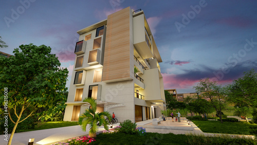 Modern new apartment block ...