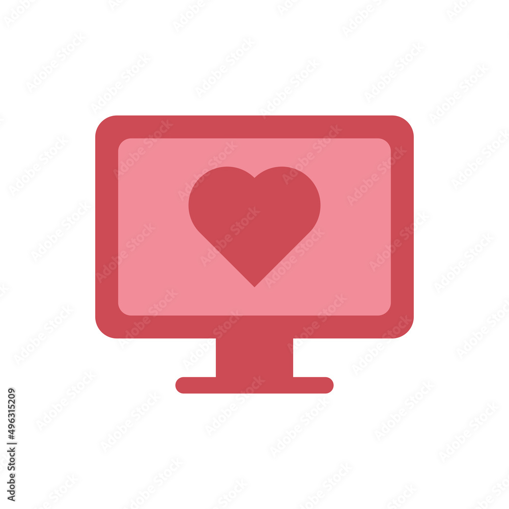 PC screen with heart icon. Dating website vector PC screen with heart icon. Dating website vector