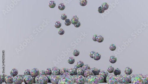 Animazione 3D Cascata di palline colorate photo