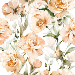 Stickers Vintage bloemen patronen Aquarel rozen en pioenen tuinpatroon  © lisima