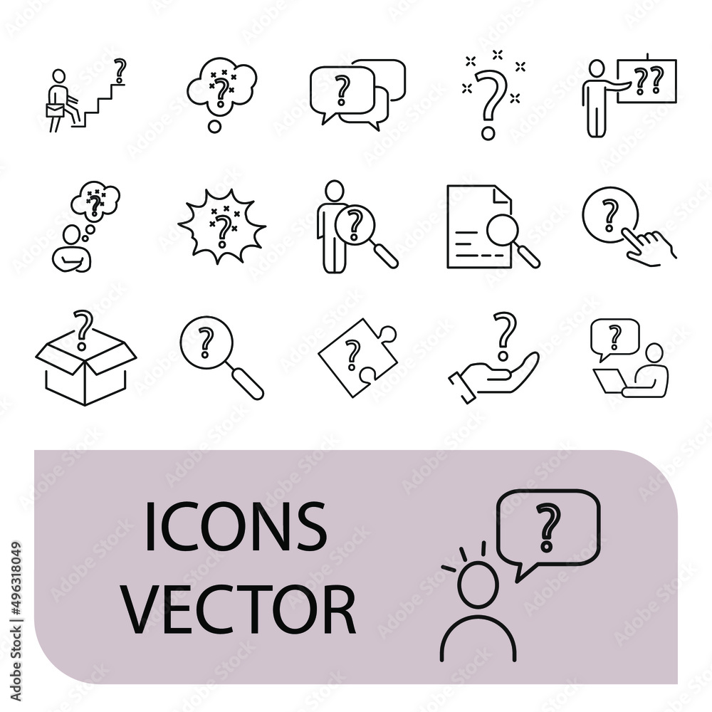 Fototapeta premium Question icons set .Question pack symbol vector elements for infographic web