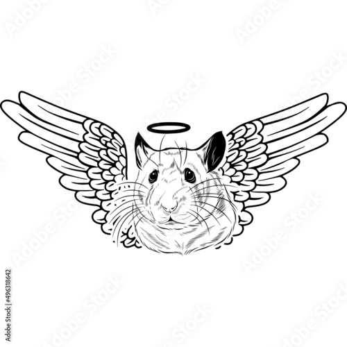 Hamster with Wings and Halo Vector