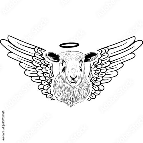 Sheep with Wings and Halo Vector