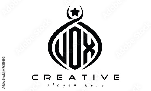 UOX three letters monogram curved oval initial logo design, geometric creative logo, vector template