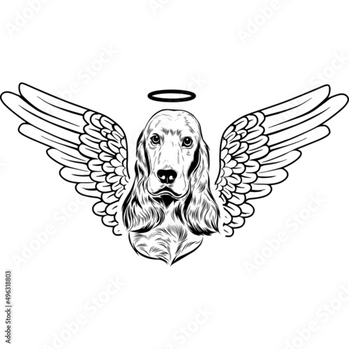 English Cocker Spaniel with Wings and Halo Vector