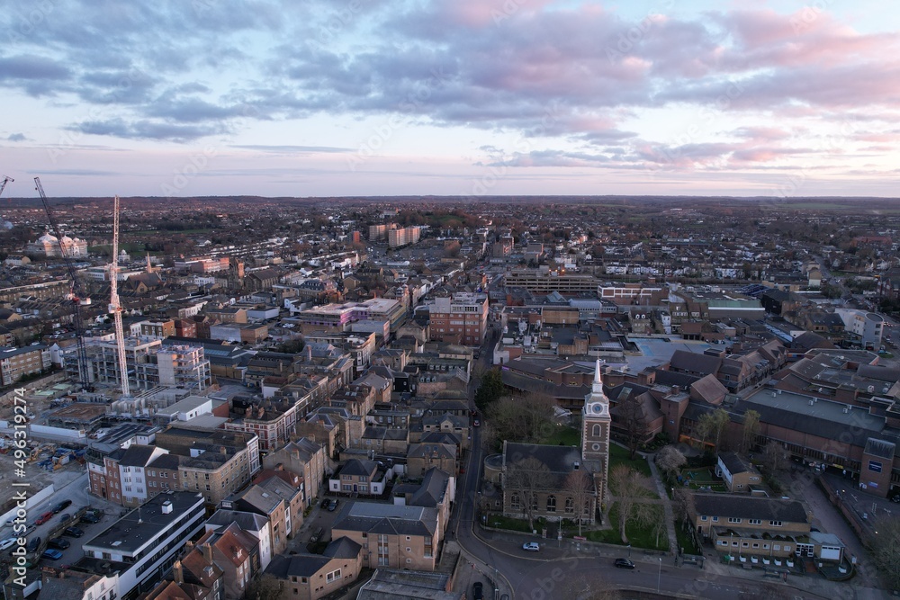 Drone shot of Gravesend Town Centre