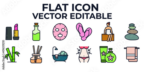 Spa and Beauty set icon symbol template for graphic and web design collection logo vector illustration