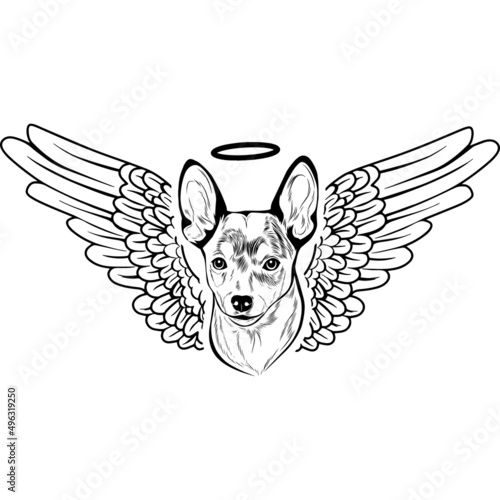Toy Fox Terrier with Wings and Halo Vector