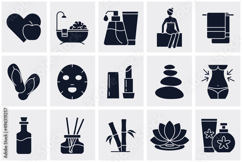 Spa and Beauty set icon symbol template for graphic and web design collection logo vector illustration