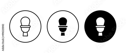 Toilet bowl icon button, vector, sign, symbol, logo, illustration, editable stroke, flat design style isolated on white