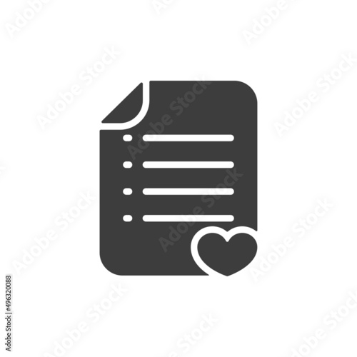 A simple wishlist silhouette icon. Flat vector illustration for graphic UX, UI design, mobile app.
