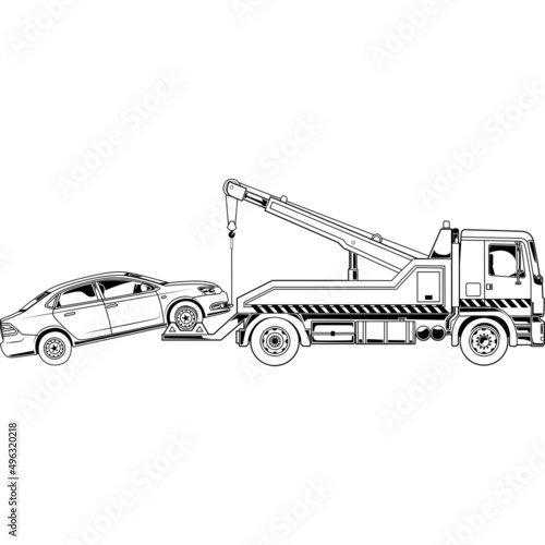 Tow Truck Detailed Vector Clipart